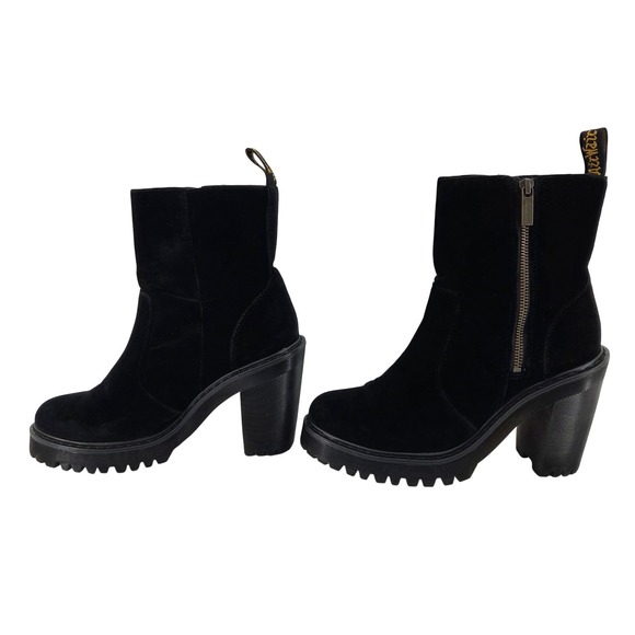 Dr. Martens Magdalena II Black Velvet Heeled Platform Ankle Boots 9 - Picture 4 of 9